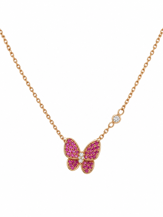 Pink Butterfly Necklace