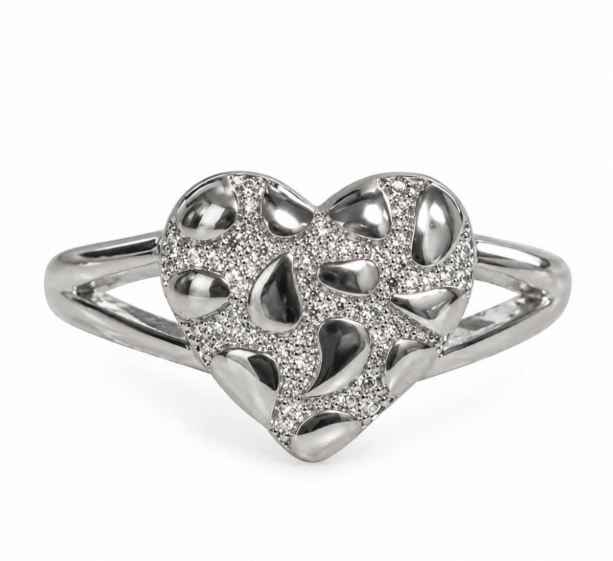 Silver Heart Nugget Ring