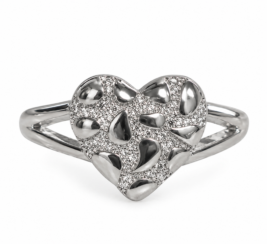 Silver Heart Nugget Ring