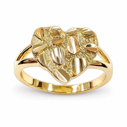Brushed Nugget Heart Ring