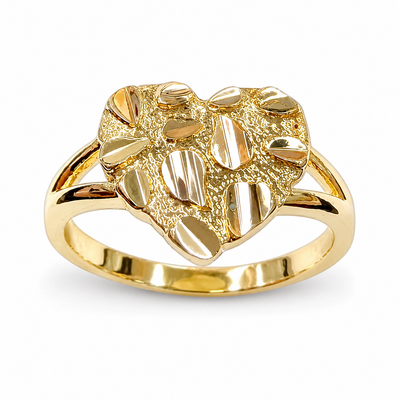 Brushed Nugget Heart Ring