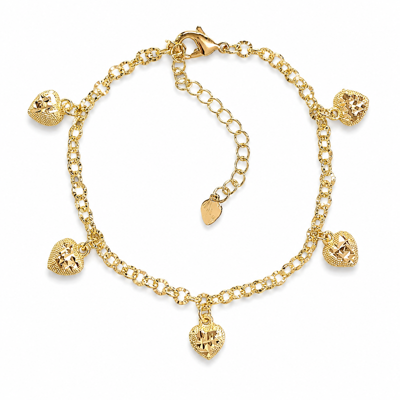 Nugget Diamond Cut Paris Heart Bracelet